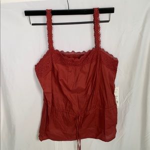 Rust Colored Tank with Lace Straps and Draw String